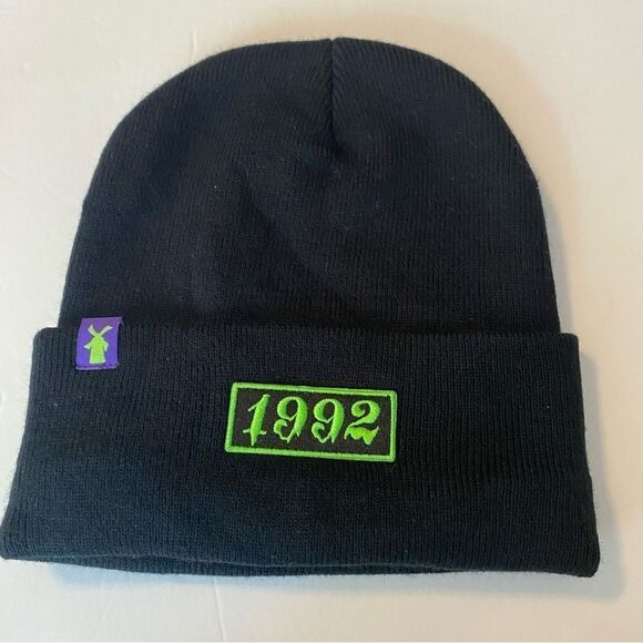 DUTCH BROTHERS Black 1992 y2k Knit Beanie Halloween Creepy Dutch Mafia nwot - Picture 2 of 6